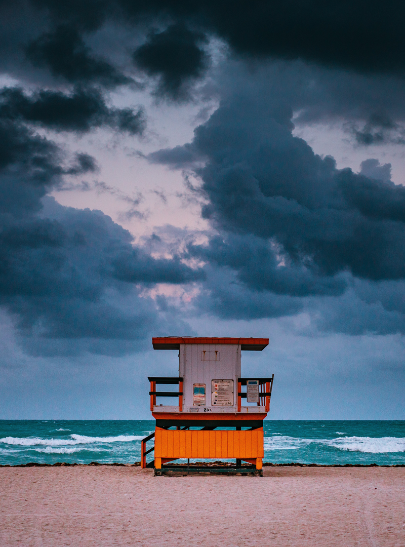 Lifeguard station at ocean front